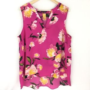 Adrianna Papell Sz 16 High-Low Floral Top